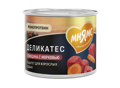 Консервы Мнямс Для Собак Бразато По-Итальянски Говядина и Морковь Delicatesse 200г 