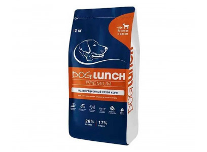 Сухой Корм Dog Lunch (Дог Ланч) Premium Для Собак Средних и Крупных Пород Ягненок и Рис 2кг  (1*6) 5260