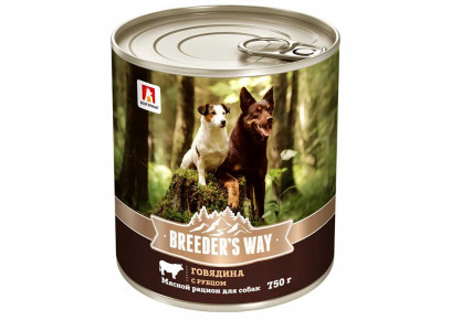 Консервы Breeders Way Zoogurman (Зоогурман) Для Собак Говядина и Рубец 750г 7606