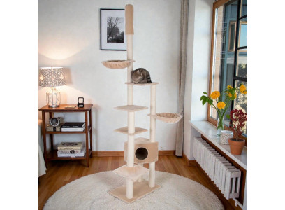 Игровой Комплекс Mypets (Майпетс) Multi-Storey Бежевый Когтеточка, Полка, Гамак, Домик 241-272*92*76см 50897 