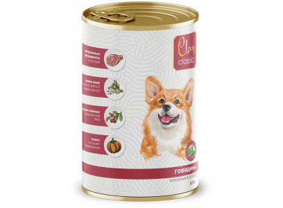 Консервы Clan Classic (Клэн Классик) Для Собак Говядина Кусочки в Соусе 970г (1*6) 4.1238 