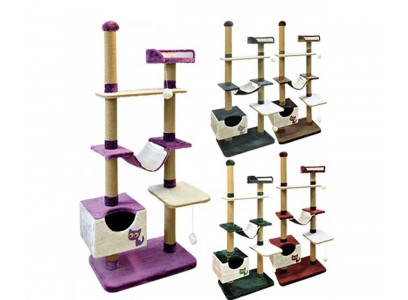 Домик Zoonik (Зооник) для Кошки Многоуровневый Однотонный Мех Пенька Бордовый 22096-8  