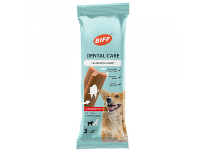 Лакомство Biff (Бифф) Для Собак Средних Пород Для Зубов Снек Говядина Dental Care 77г 024720 