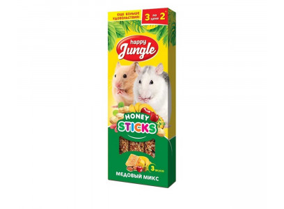 Happy Jungle (Хэппи Джангл) Медовый Микс Лакомство Палочки Для Мелких Грызунов 6шт 180г J217 (1*12)