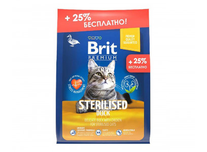 Сухой Корм Brit (Брит) Для Стерилизованных Кошек Утка и Курица Premium 2кг+500г 5049820a 
