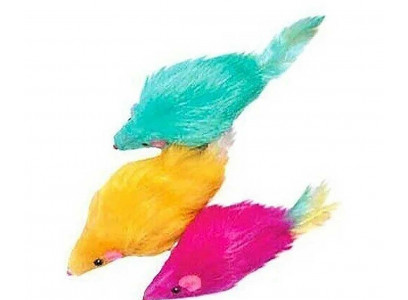 Игрушка Для Кошек Мышь Меховая 8см Цветная Hwt06-2 6шт Блистер 360375