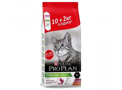 Сухой корм Pro Plan (Проплан) Для Стерилизованных Кошек Утка и Печень 10кг+2кг 
