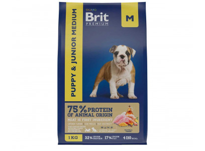 Сухой Корм Brit (Брит) Для Щенков и Молодых Собак Средних Пород Курица Premium Dog Puppy Junior Medium 1кг 5049912 