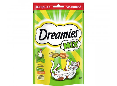 Лакомство Dreamies (Дримис) Лакомые Подушечки  Курица и Мята 140г (1*12) 