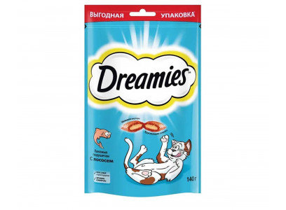 Лакомство Для Кошек Dreamies (Дримс) Лакомые Подушечки Лосось 140г (1*12) 