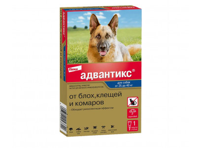 Капли Адвантикс Для Собак 25-40кг 4мл 1-Пипетка От Блох Клещей 