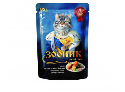 Влажный Корм Зооник Для Кошек Форель Соус 85г (1*24) 