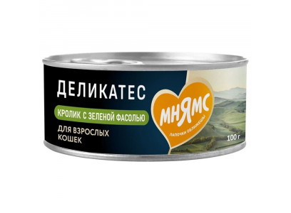Влажный Корм Мнямс Для Кошек Кролик, Зеленая Фасоль Паштет По-Мальтийски Delicatesse 100г 