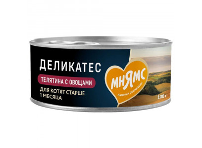 Влажный Корм Мнямс Для Котят Телятина и Овощи Паштет По-Бельгийски Delicatesse 100г 