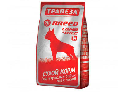 Сухой Корм Трапеза Для Собак Ягненок и Рис Breed Lamb&Rice 20кг