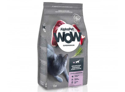 Сухой Корм Alphapet (Альфапет) Wow Для Кошек, Живущих Дома Утка и Потрошки 1,5кг Superpremium 50648 