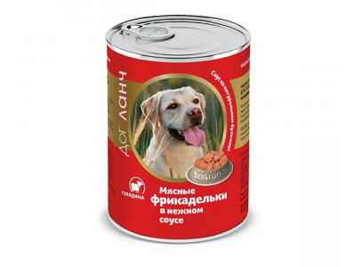 Консервы Dog Lunch Дог Ланч Для Собак Фрикадельки Говядина в  Нежном Соусе 850г (1*6) 7795