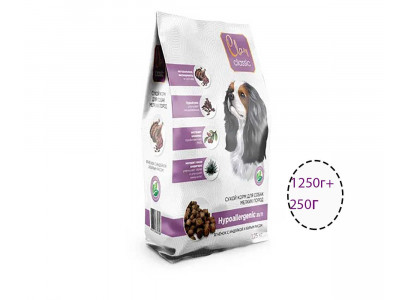 Сухой Корм Clan Classic (Клэн Классик) Для Собак Мелких Пород При Аллергии Ягненок, Индейка и Бурый Рис Hypoallergenic 23/11 1,25кг+250г 