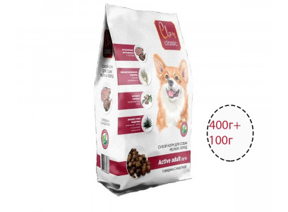 Сухой Корм Clan Classic (Клэн Классик) Для Собак Мелких Пород Active 25/16 Говядина и Индейка 400г+100г 