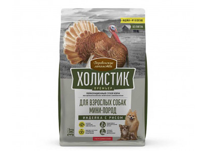 Сухой Корм Деревенские Лакомства Сухой Для Собак Мелких Пород Индейка и Рис Холистик Премьер 3кг 79213263 