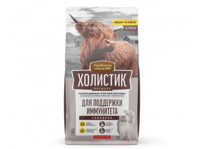 Сухой Корм Деревенские Лакомства Для Кошек Для Поддержки Иммунитета Говядина  Холистик Премьер 400г 79213157 