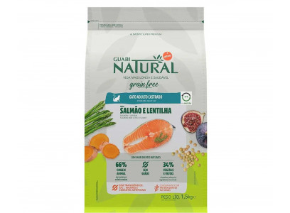 Сухой Беззерновой Корм Guabi (Гуаби) Natural Сухой Для Стерилизованных Кошек Лосось и Чечевица Cat Sterillised Grain Free 1,5кг 17614 