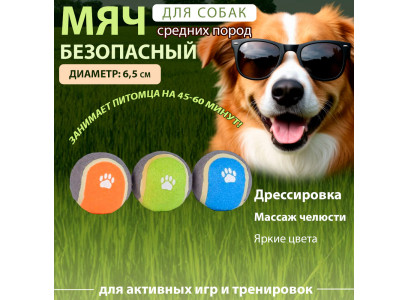 Игрушка Nunbell (Нанбелл) Для Собак Мяч Набор 3шт Tiag7716 6,5см Резина и Войлок 
