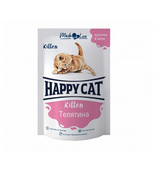 Влажный Корм Happy Cat (Хэппи Кэт) Для Котят Телятина Кусочки Желе 85г 7502320