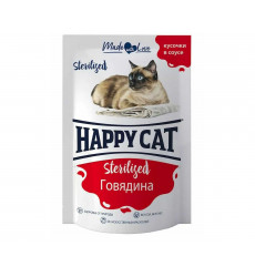 Влажный Корм Happy Cat (Хэппи Кэт) Для Стерилизованных Кошек Говядина Кусочки в Соусе 85г 7504216