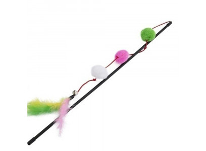 Игрушка-Дразнилка Для Кошек 3-Шарика с Перьями 40см 10123-0904