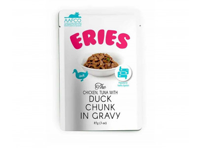 Влажный Корм Pettric Eries (Петтрик Эрис) Для Кошек Утка, Курица и Тунец Кусочки в  Соусе 85г 602665