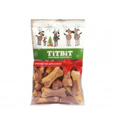 Лакомство TiTBiT (Титбит) Для Собак Печенье Косточки Двухцветные Новогодняя Коллекция 130г 026052