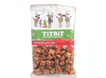 Лакомство TiTBiT (Титбит) Для Собак Хрустящие Подушечки Индейка и Шпинат Новогодняя Коллекция 95г 023068 