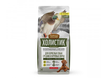 Сухой Корм Деревенские Лакомства Холистик Для Собак Средних и Крупных Пород Утка и Рис 2кг 79213447 