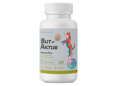 Вит-Актив Brewersplus С-П Витамины  Для Собак и Щенков Пивные Дрожжи 120т 