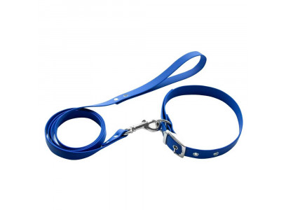 Комплект Зооник 13630-03 Поводок 1,5м*15мм+Ошейник 31-41см*15мм Из Биотана Синий 