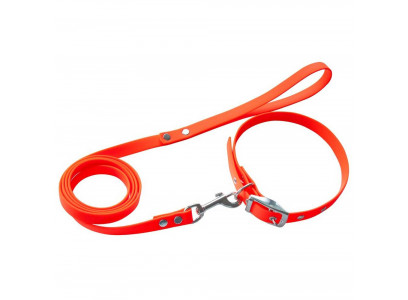 Комплект Зооник 13640-01 Поводок 1,5м*15мм+Ошейник 38-50см*20мм Из Биотана Оранжевый 