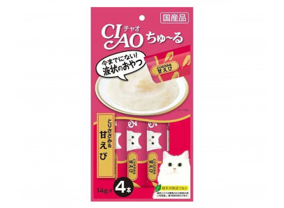 Лакомство Inaba (Инаба) Ciao Churu Для Кошек Пюре Филе Куриное и Креветки 14г*4  