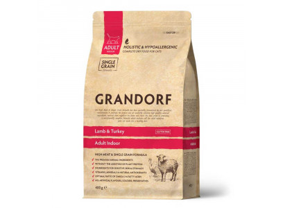 Сухой Корм Grandorf (Грэндорф) Cat Indoor Lamb&Turkey Для Домашних Кошек Ягненок и Индейка 400г 1218 