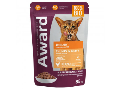 Влажный Корм Award (Эвард) Urinary Для Кошек Профилактика МКБ Курица Кусочки в Соусе  85г 