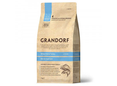 Сухой Корм Grandorf (Грэндорф) Cat Skin&Care White Fish&Turkey Для Кошек Забота о Коже и Шерсти Белая Рыба и Индейка 2кг 1263 