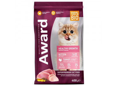 Сухой Корм Award (Эвард) Healthy Growth Для Котят Индейка и Курица 400г 