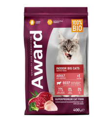 Сухой Корм Award (Эвард) Indor Big Сухой для Крупных Домашних Кошек Говядина и Курица 400г
