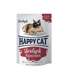 Влажный Корм Happy Cat (Хэппи Кэт) Для Стерилизованных Кошек 85г Кролик Кусочки в Соусе 7504217