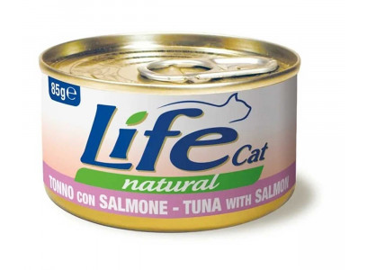 Консервы Lifecat (Лайфкэт) Для Кошек Тунец и Лосось в Бульоне 85г (1*24) 94451 