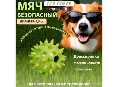 Игрушка Для Собак Nunbell (Нанбелл) Мяч Игольчатый с Колокольчиком 7,5см 31019-0190 