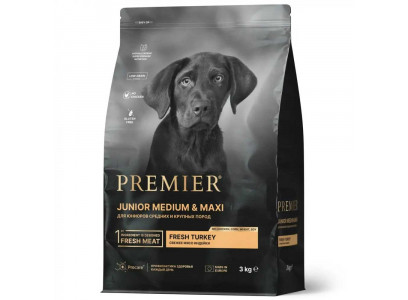 Сухой Корм Premier (Премьер) Dog Junior Medium&Maxi Turkey Для Щенков Средних и Крупных Пород Индейка 3кг 1379 