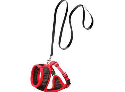 Комплект Flamingo (Фламинго) Шлейка+Поводок Harms Для Кошек 110см/10мм Красный и Черный Fl1031364 