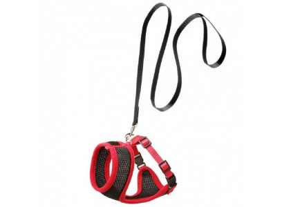 Комплект Flamingo (Фламинго) Шлейка+Поводок Harms для Кошек 120см/15мм Fl1031367 Красный/Черный  