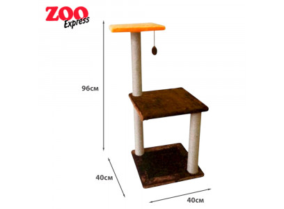 Комплекс Zoozpress (Зооэкспресс) Этажерка 2-Полки 3-Когтеточки Мех Однотонная Джут 38112 